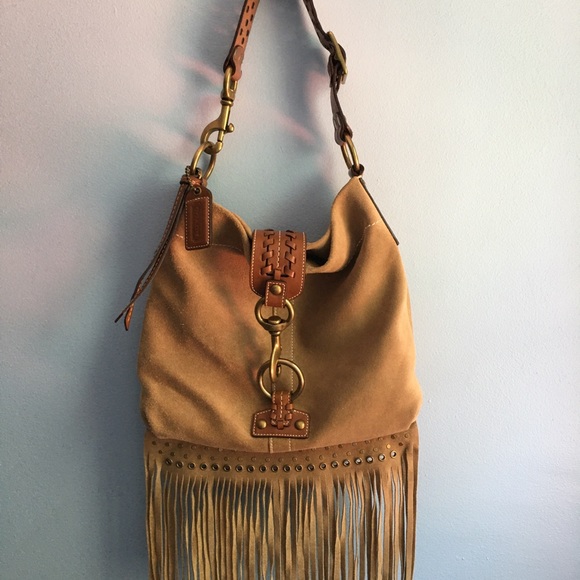 Coach Soho Slim Brown Suede Fringed Duffle Bag - Picture 5 of 15